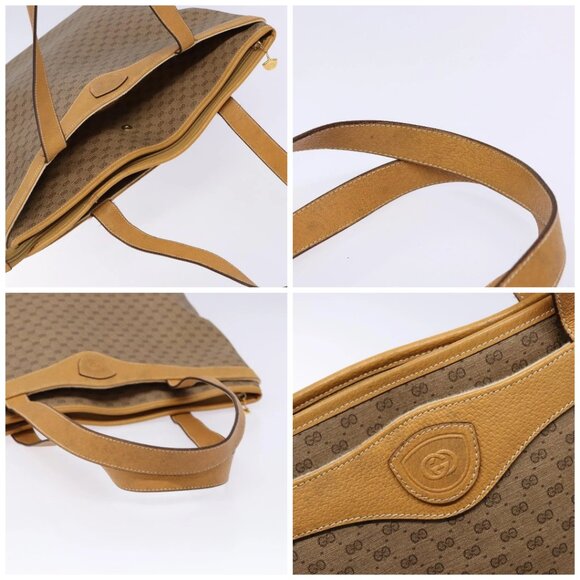 GUCCI Micro GG Supreme Tote Bag PVC Beige Gold Auth ki5973 - Picture 16 of 16